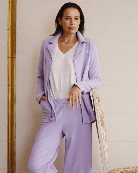 Conjunto pique chaqueta y pantalón morado - CPP23680V